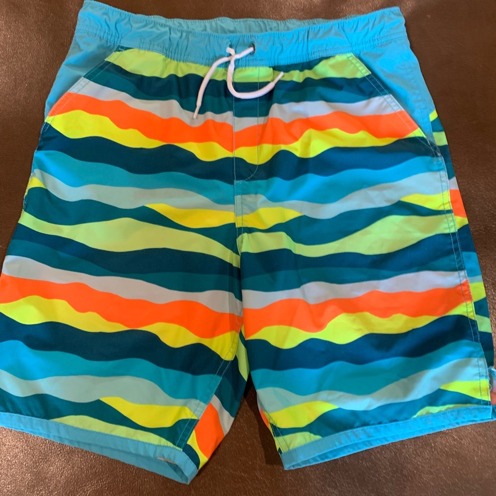 Lands' End Kids Swim Trunks - Blue, Orange, Green